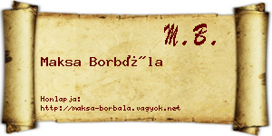 Maksa Borbála névjegykártya