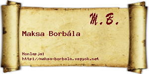 Maksa Borbála névjegykártya